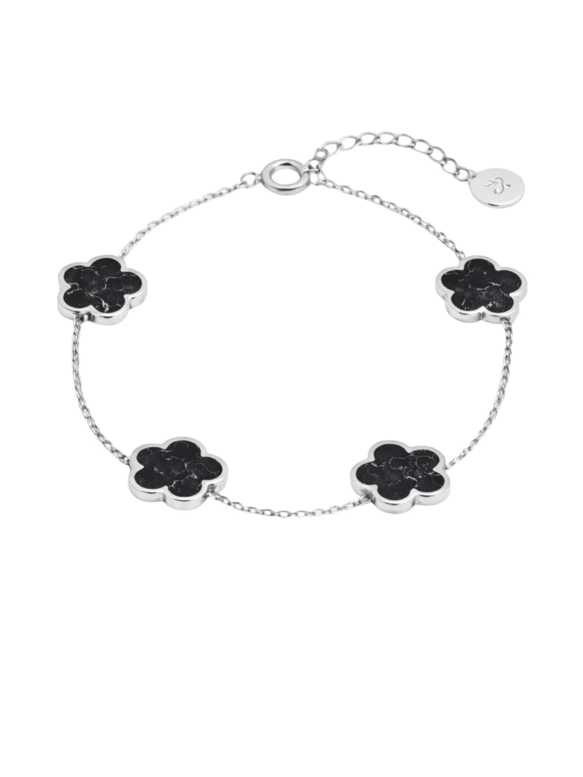 Pure Schmuck Armband 'Clover Marmor'‌‌‌‌ in Silber: Vorderseite