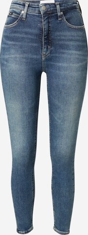 Calvin Klein Jeans Skinny Džíny 'HIGH RISE SUPER SKINNY ANKLE' – modrá: přední strana