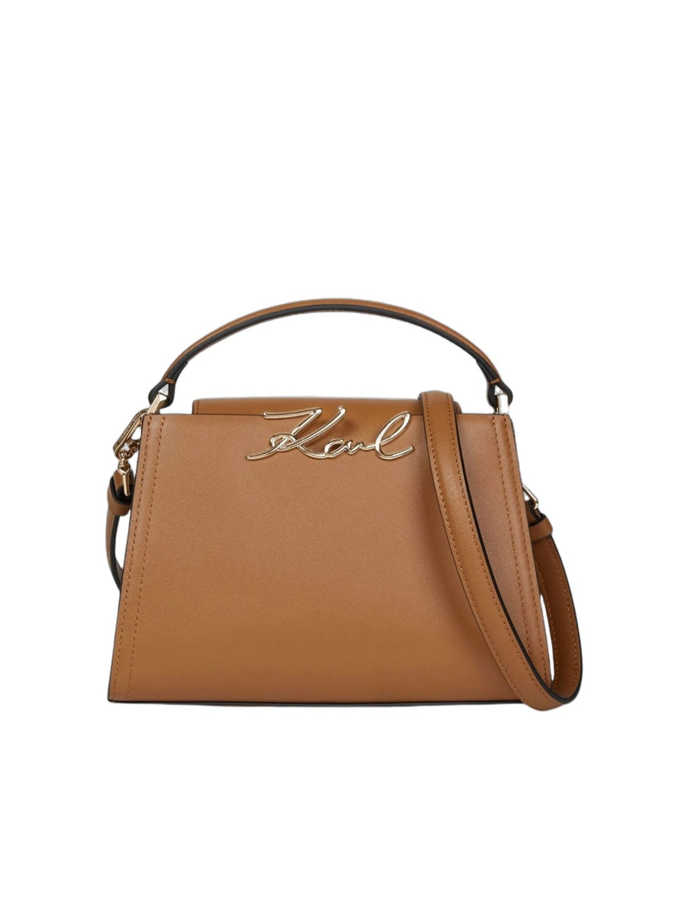 Karl Lagerfeld Ročna torbica 'Karl Lagerfeld Sac Bandoulière Signature Mini Cuir Caramel' v velikosti One Size  | rjava barva, Prikaz izdelka