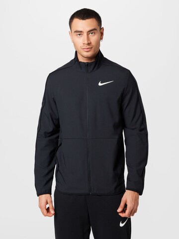 NIKE Sports sweat jacket in Black: front