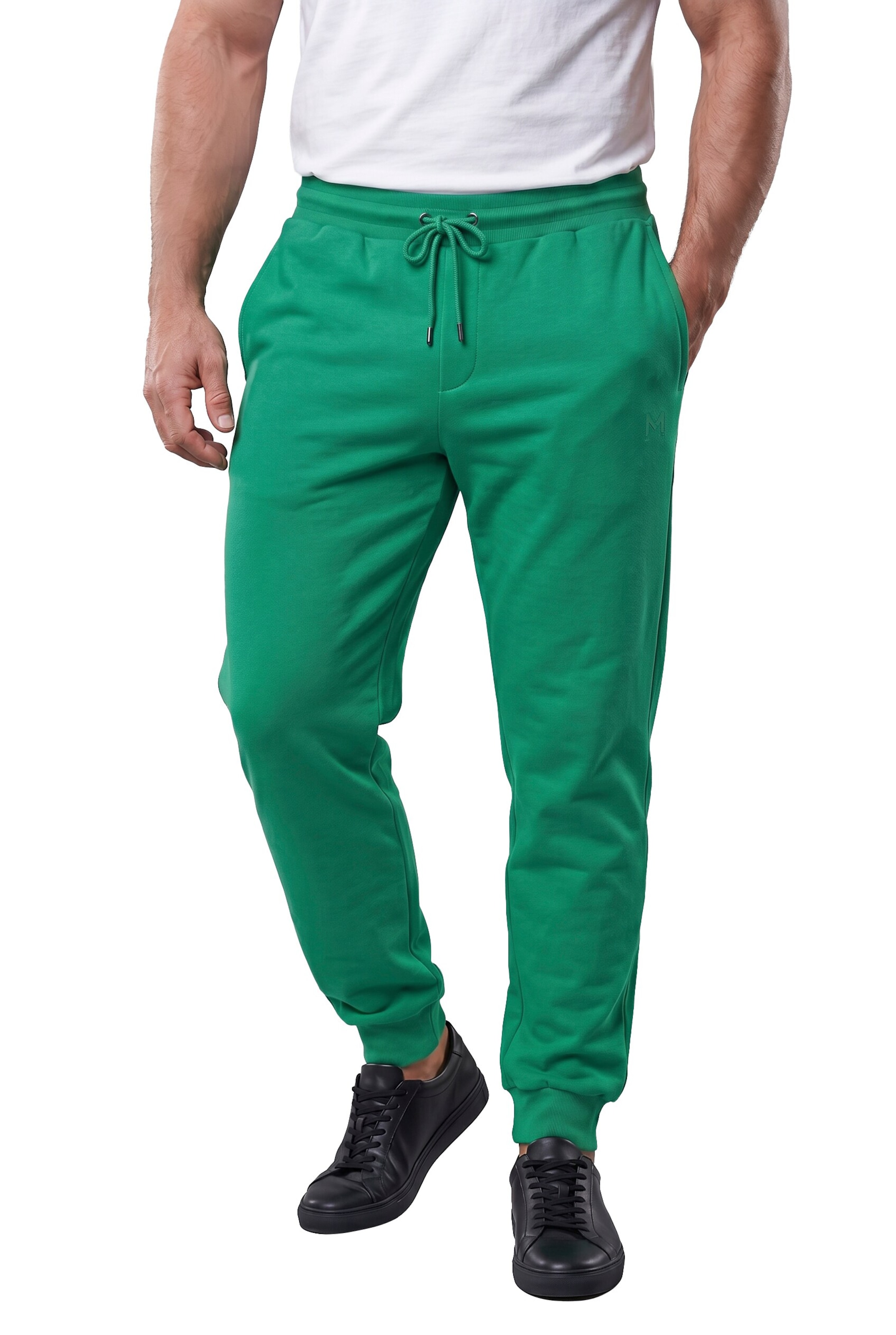 Men Plus Tapered Trousers in Green: front