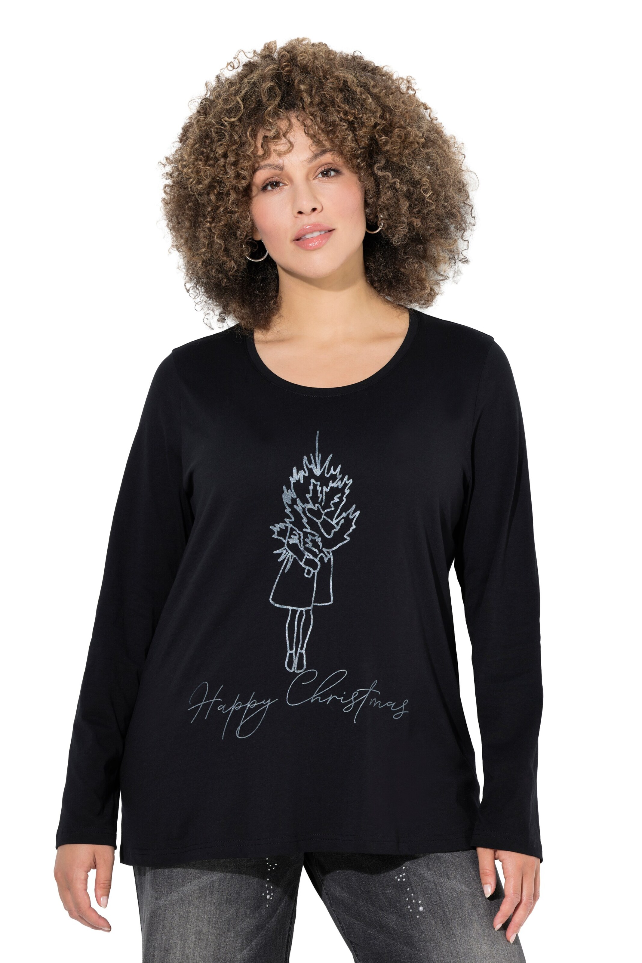 Ulla Popken Shirt in Schwarz: Vorderseite