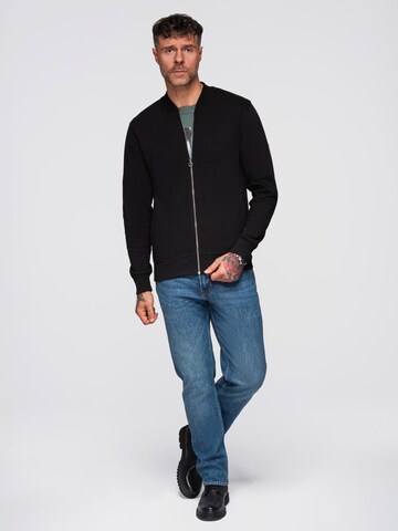 Ombre Sweatvest 'OM-SSZP-0215' in Zwart: voorkant