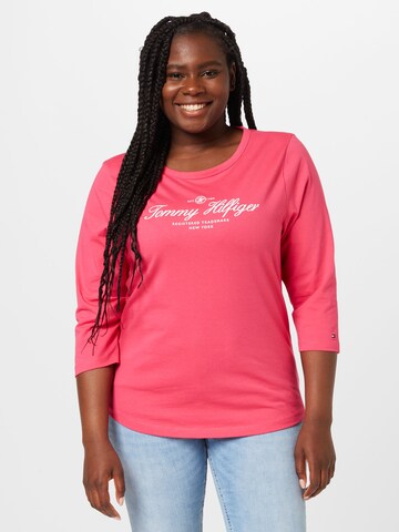 Tommy Hilfiger Curve T-shirt i rosa: framsida