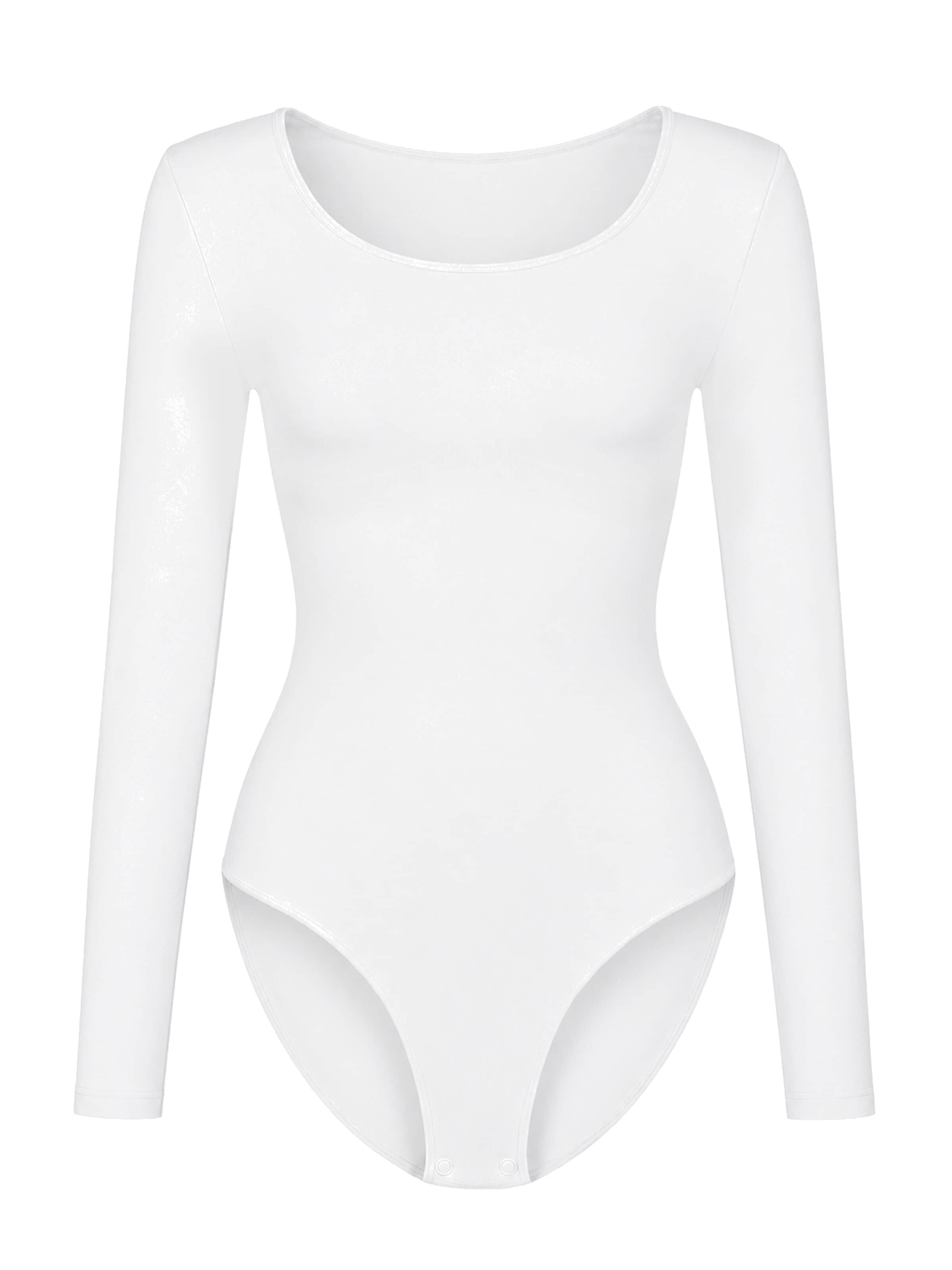 Body modellante 'Longsleeve Sculpting Bodysuit with Slip' di cfab in bianco: frontale