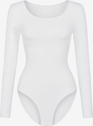 Body modellante 'Longsleeve Sculpting Bodysuit with Slip' di cfab in bianco: frontale