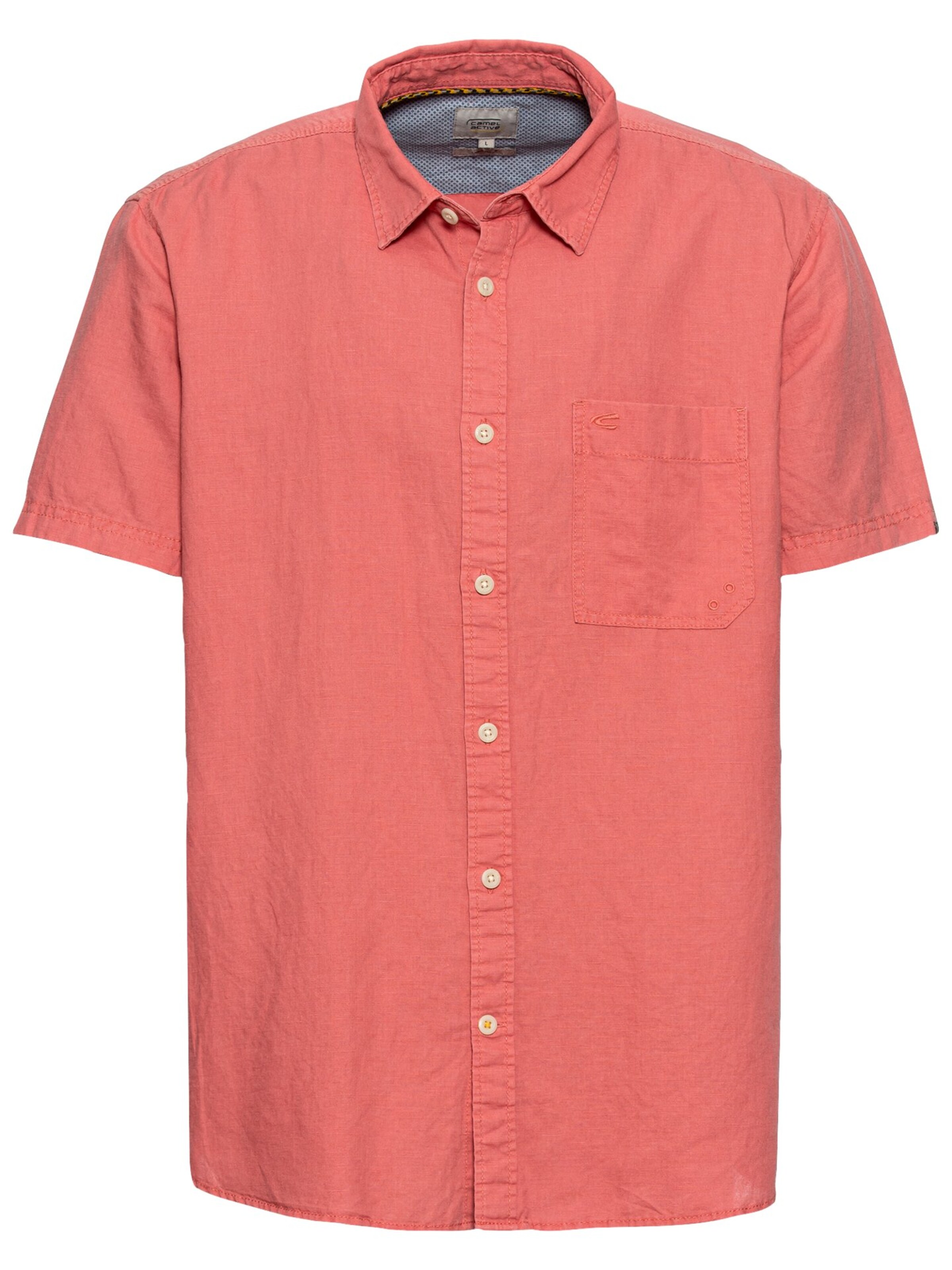 CAMEL ACTIVE Kurzarm Hemd aus einem Leinen und Baumwolle in Rot: Vorderseite