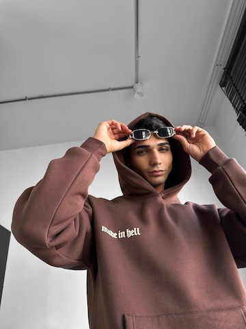 Kleidermafia Sweatshirt 'Oversize Made in Hell Hoodie - Brown' in Brown