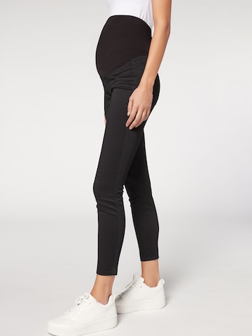 CALZEDONIA Skinny Jeggings in Black: front