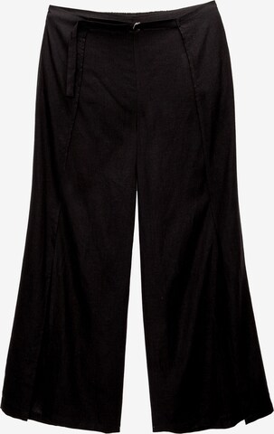 Wide leg Pantaloni de la Pull&Bear pe negru: față
