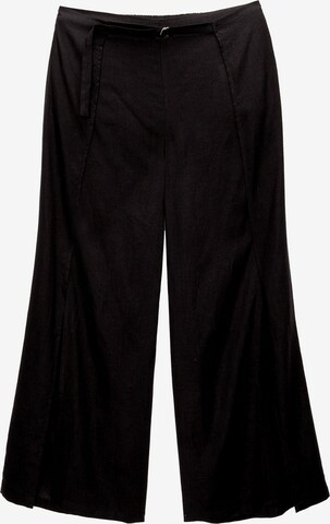 Pull&Bear Wide leg Trousers in Black: front