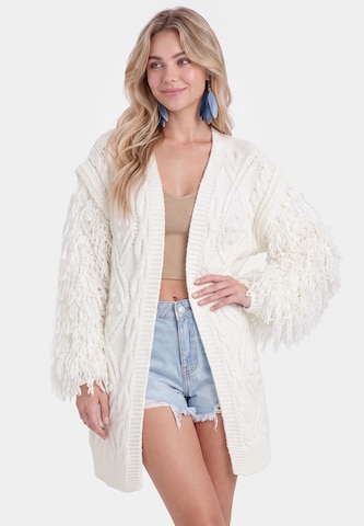 IZIA Gebreid vest in Wit: voorkant