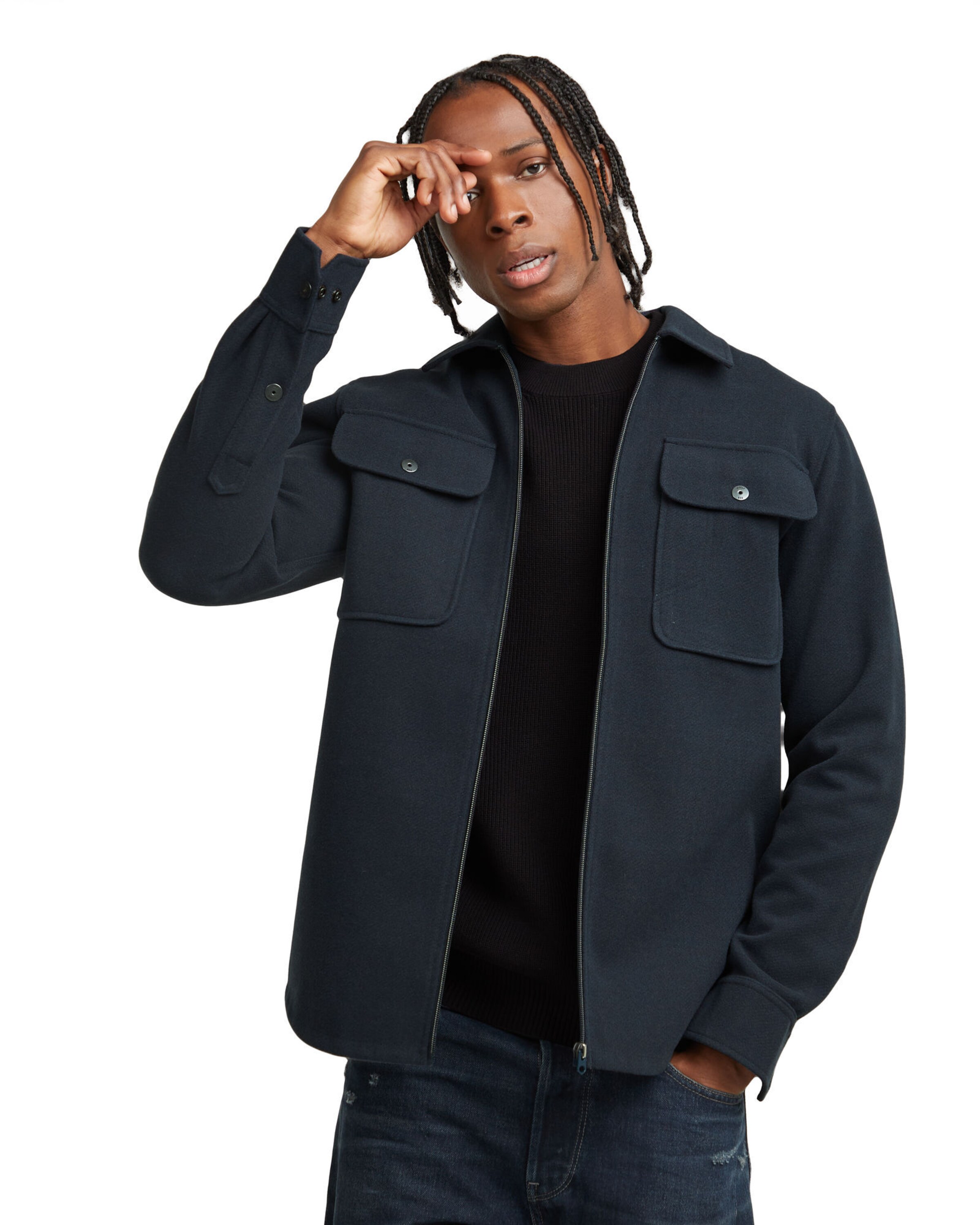 G-STAR Regular fit Button Up Shirt in Blue: front