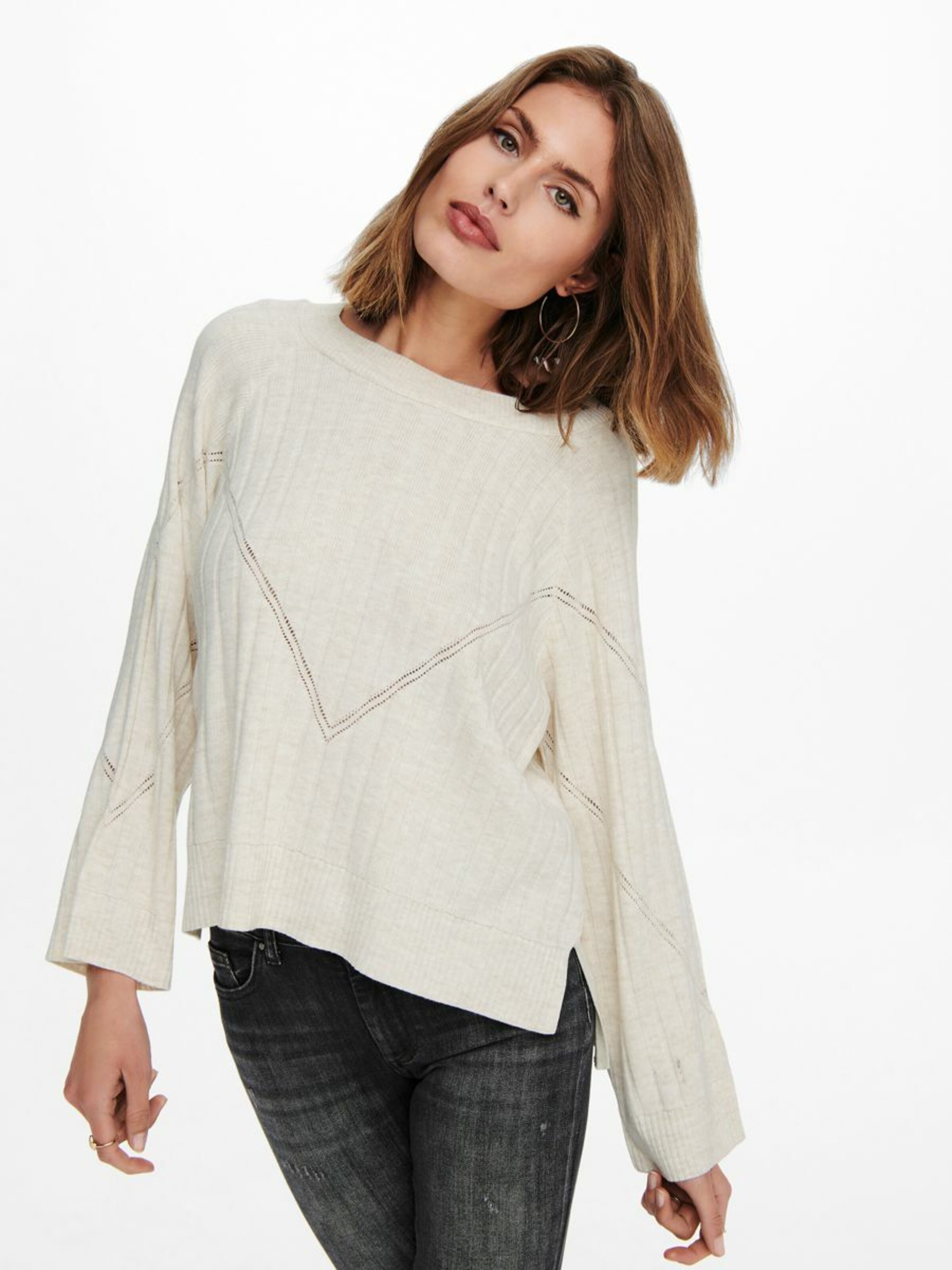 Frauen Pullover & Strick ONLY Strickpullover in Beige - JY39199 Frauen Pullover & Strick ONLY Strickpullover in Beige - JY39199