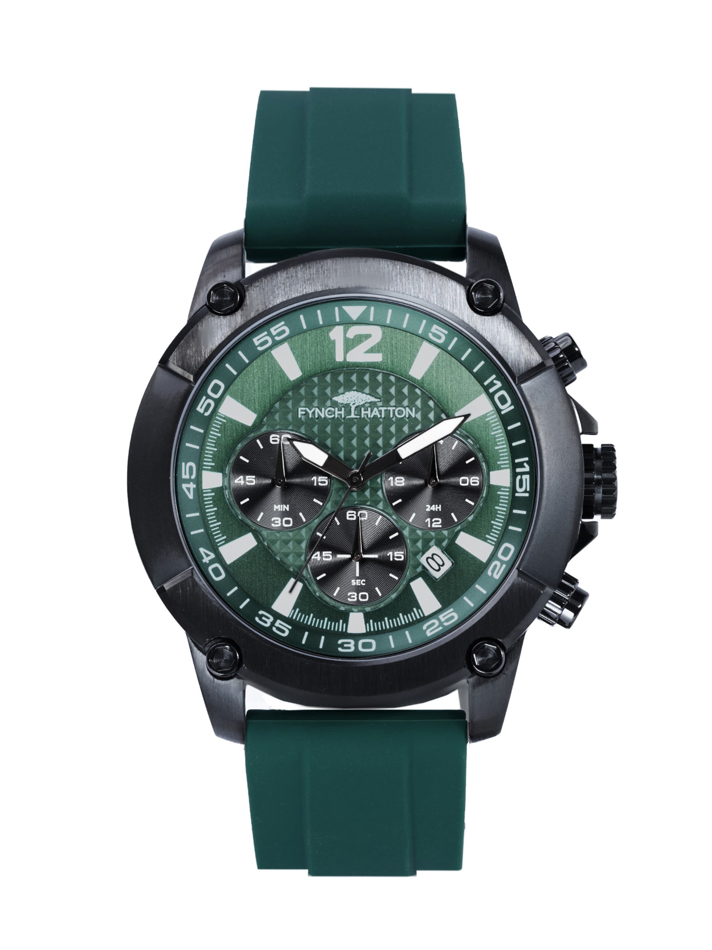 FYNCH-HATTON Analoguhr in Grün: Vorderseite