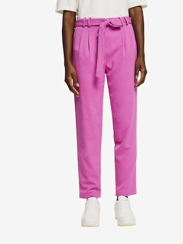 ESPRIT Tapered Pleat-Front Pants in Pink