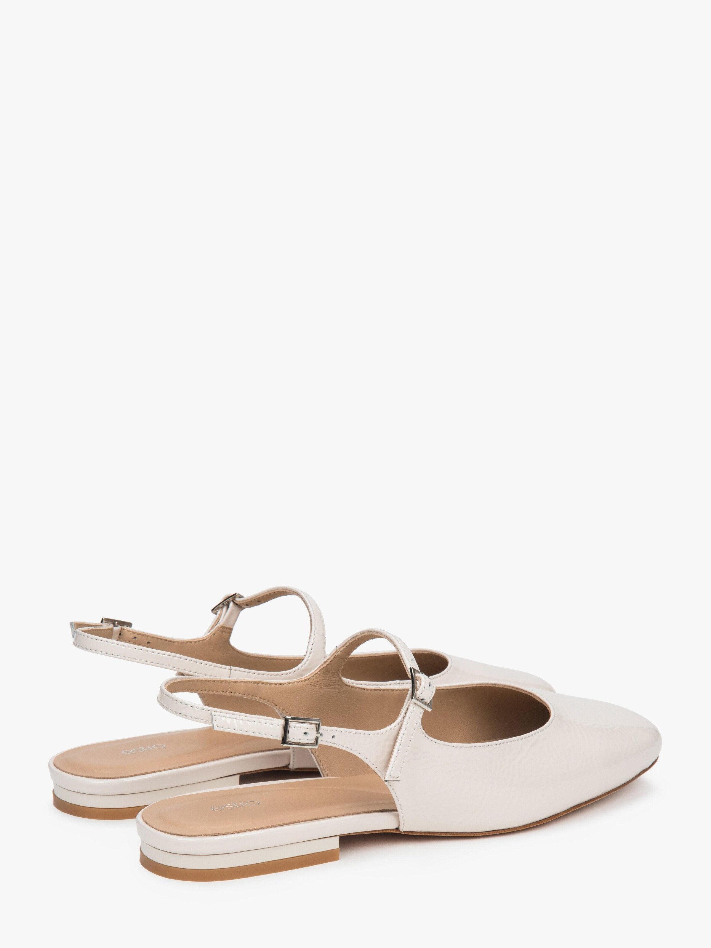 Estro Ballet Flats with Strap '501-02' in Beige