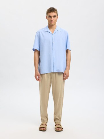 SELECTED HOMME Loosefit Bukser med lægfolder i beige