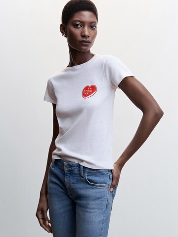 T-shirt 'DOOR' MANGO en blanc : devant