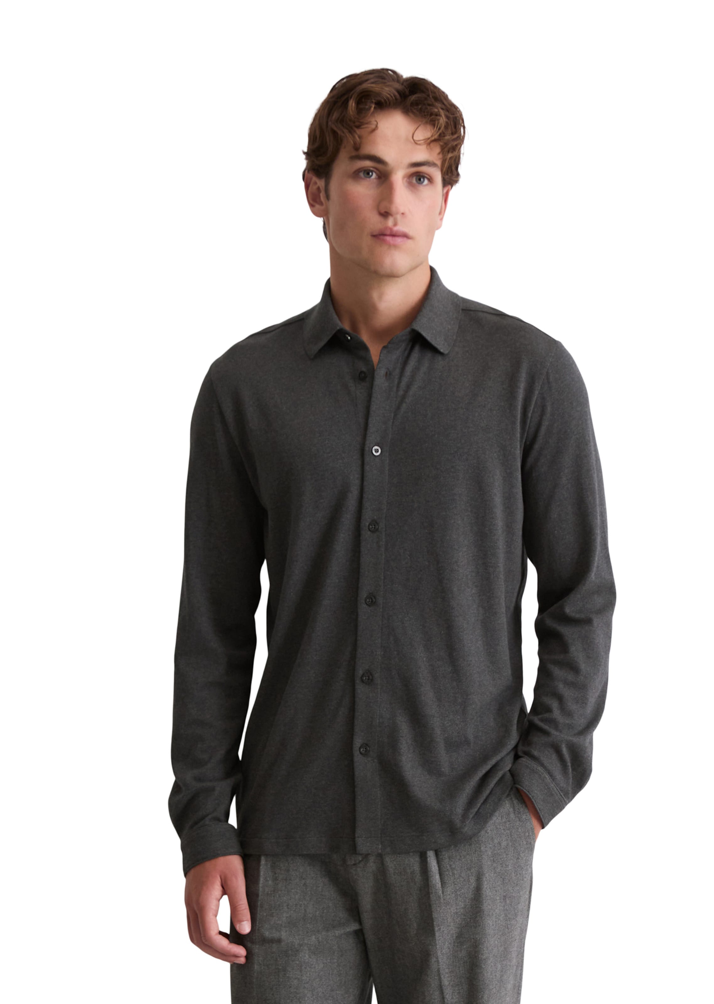 Marc O'Polo Regular fit Overhemd in Grijs: voorkant