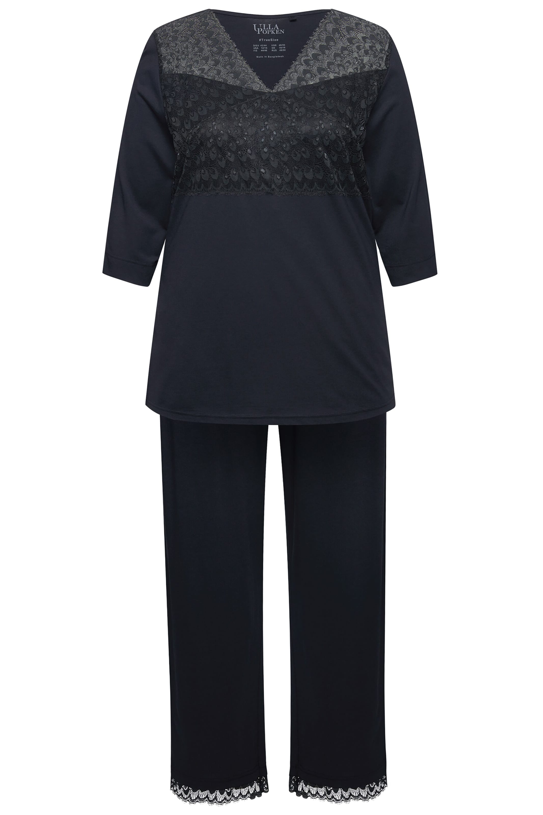 Ulla Popken Pyjama in Schwarz: Vorderseite