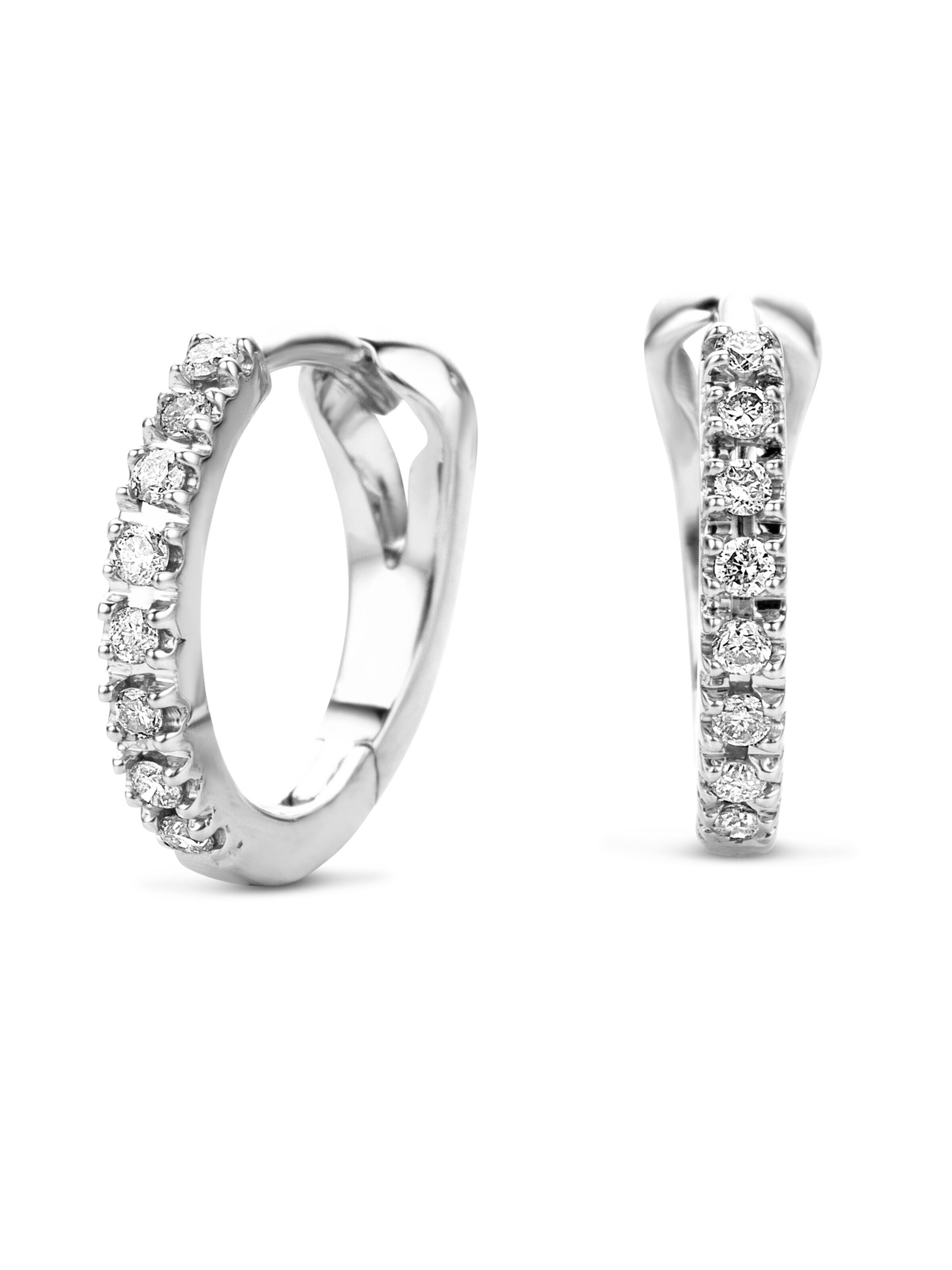 DIAMANT LETERNEL Oorbellen 'Creolen aus 585 Weißgold mit Diamant' in One Size in de kleur Zilver, Productweergave