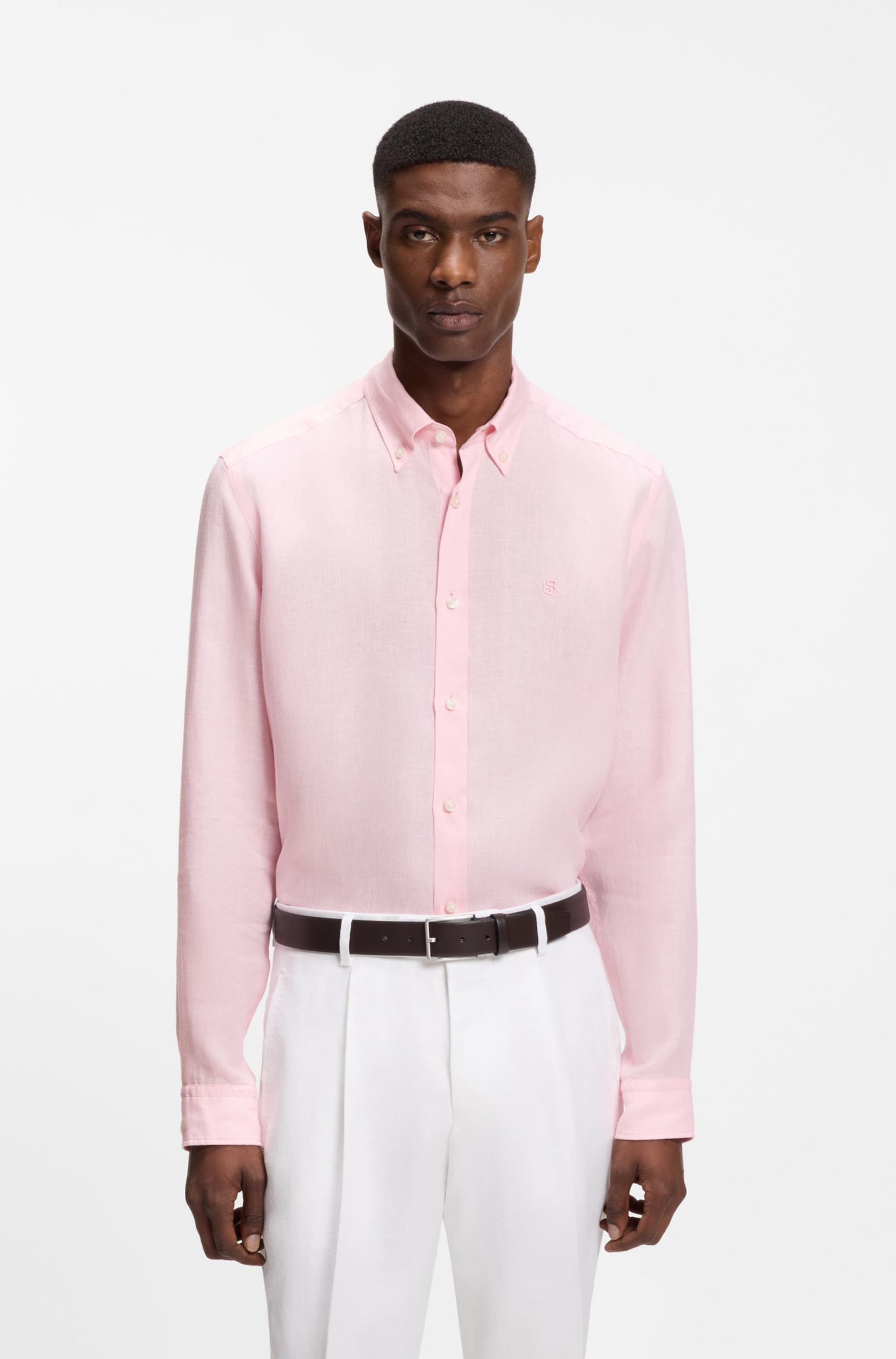 BOSS Regular fit Button Up Shirt in Pink: front