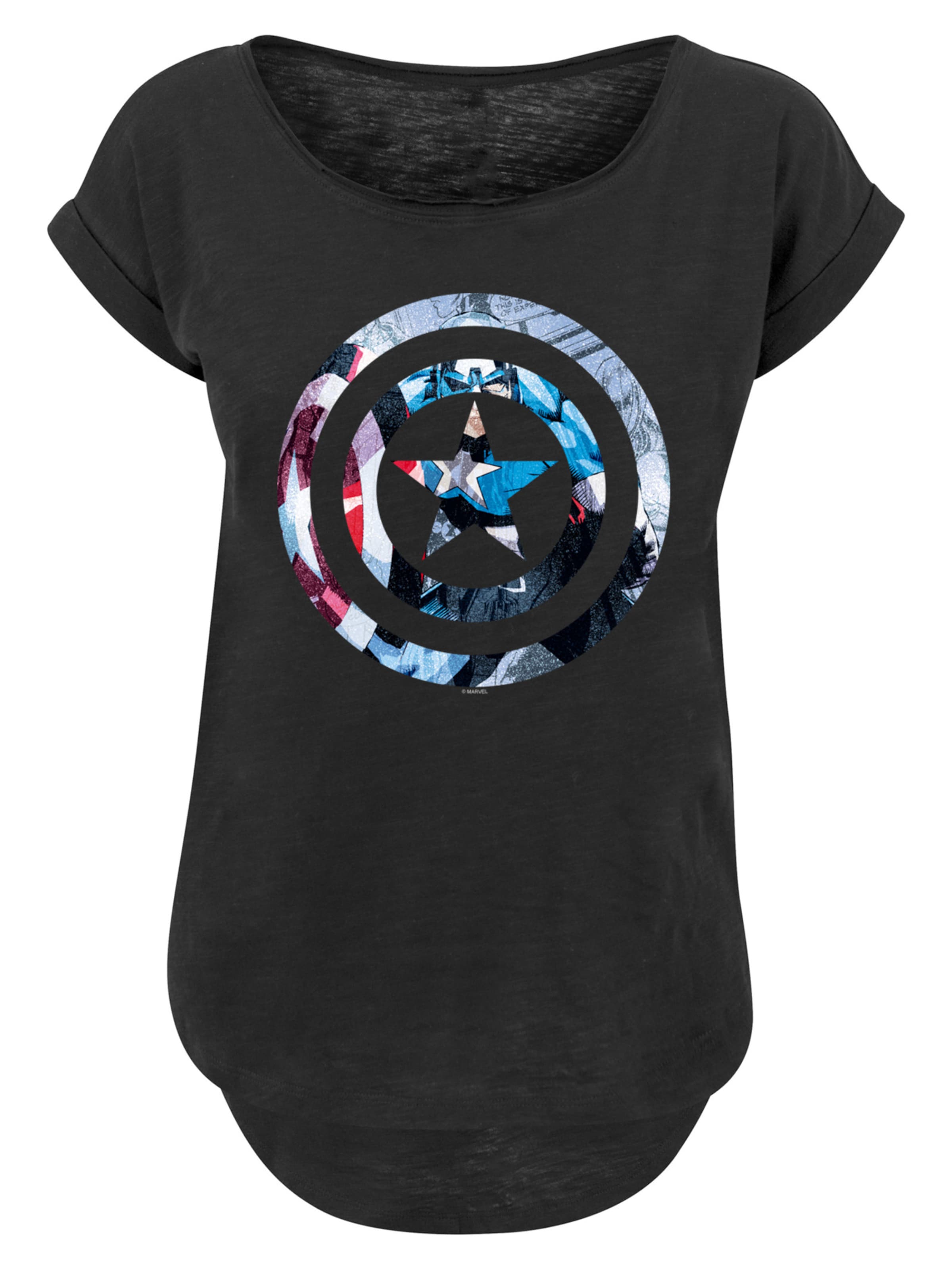 F4NT4STIC Shirt 'Marvel Avengers Captain America Montage Symbol' in Black: front