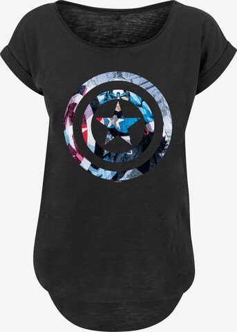 Maglietta 'Marvel Avengers Captain America Montage Symbol' di F4NT4STIC in nero: frontale