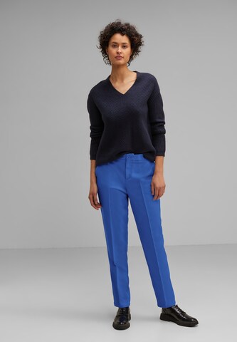 STREET ONE Tapered Pleated Pants in Blue