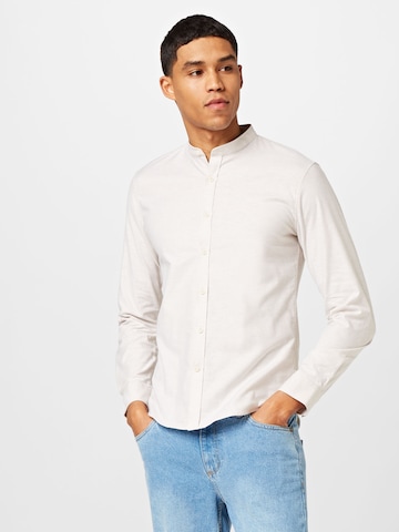 Lindbergh Slim fit Button Up Shirt 'Oxford' in Beige: front