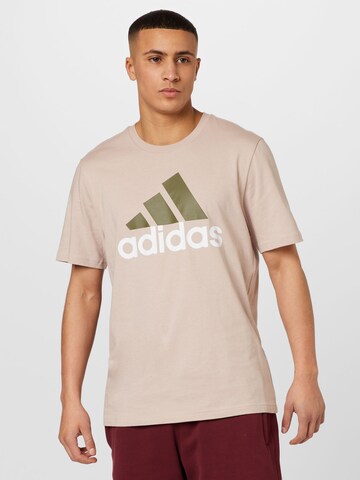 ADIDAS SPORTSWEAR Funkční tričko 'Essentials Big Logo' – béžová: přední strana