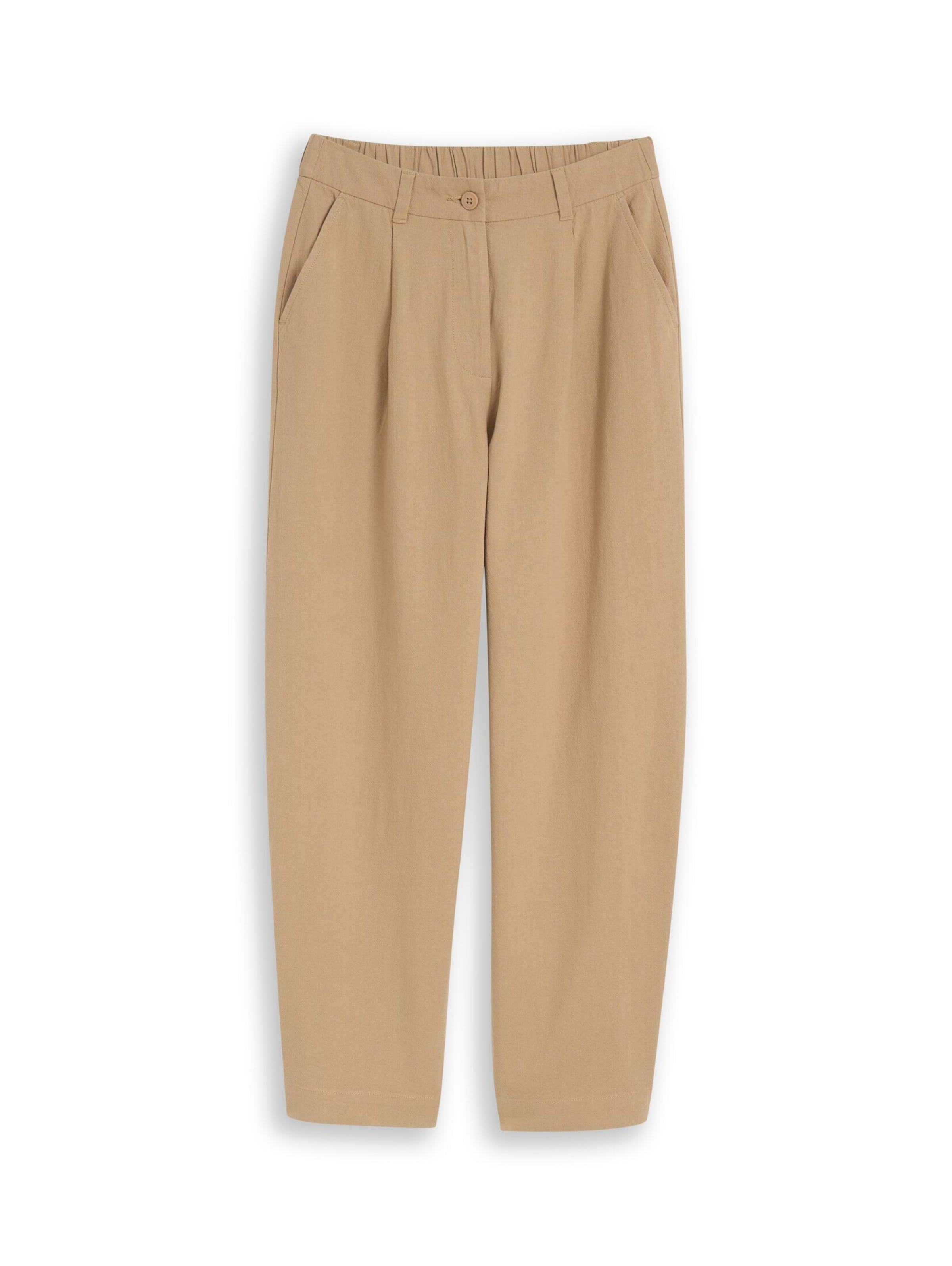 TOM TAILOR DENIM Vat Bandplooibroek in Beige: voorkant