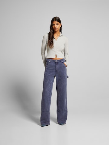 Wide leg Jeans de la Bershka pe albastru