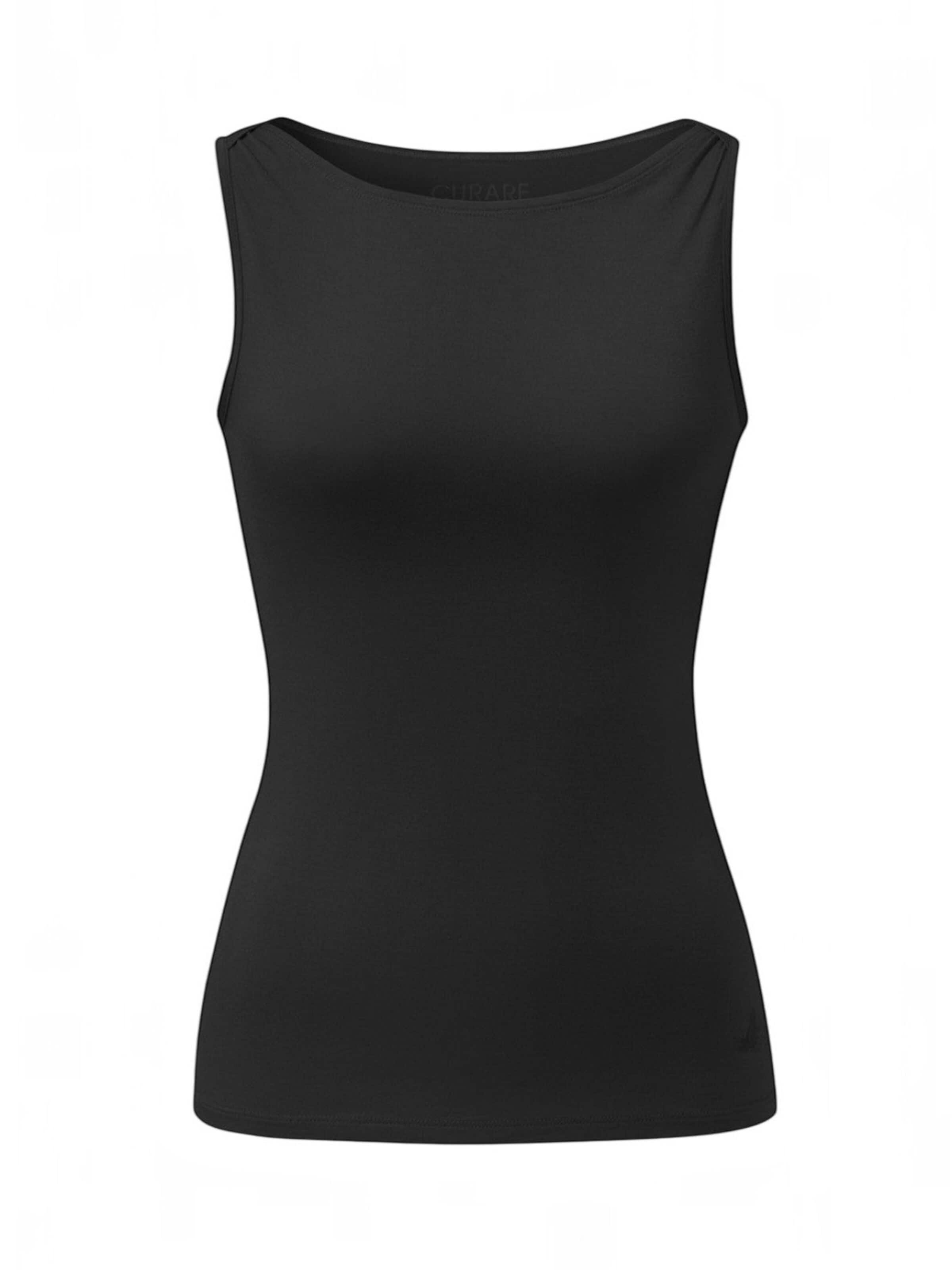 CURARE Yogawear Sporttop 'Boat Neck Top'‌‌‌‌‌‌ in Schwarz: Vorderseite