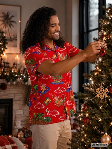Coupe regular Chemise 'Christmas Island' King Kameha en rouge
