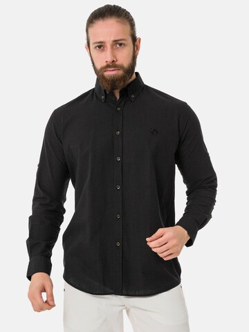 Coupe slim Chemise 'CH199' CIPO & BAXX en noir : devant