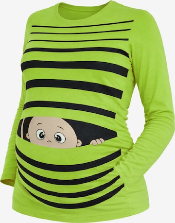 M.M.C. Shirt 'Guck Guck Umstandslangarmshirt' in Green: front
