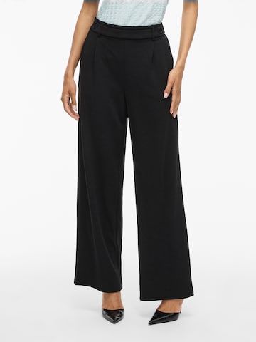 VILA - Pierna ancha Pantalón plisado en negro: frente