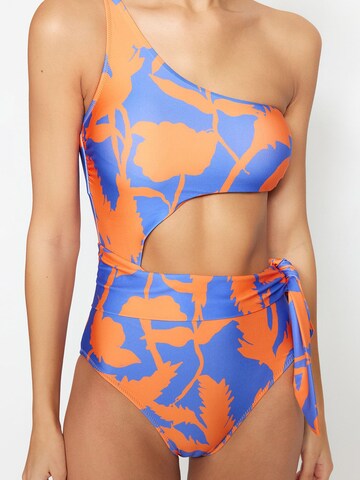 Trendyol Bandeau Badeanzug in Blau