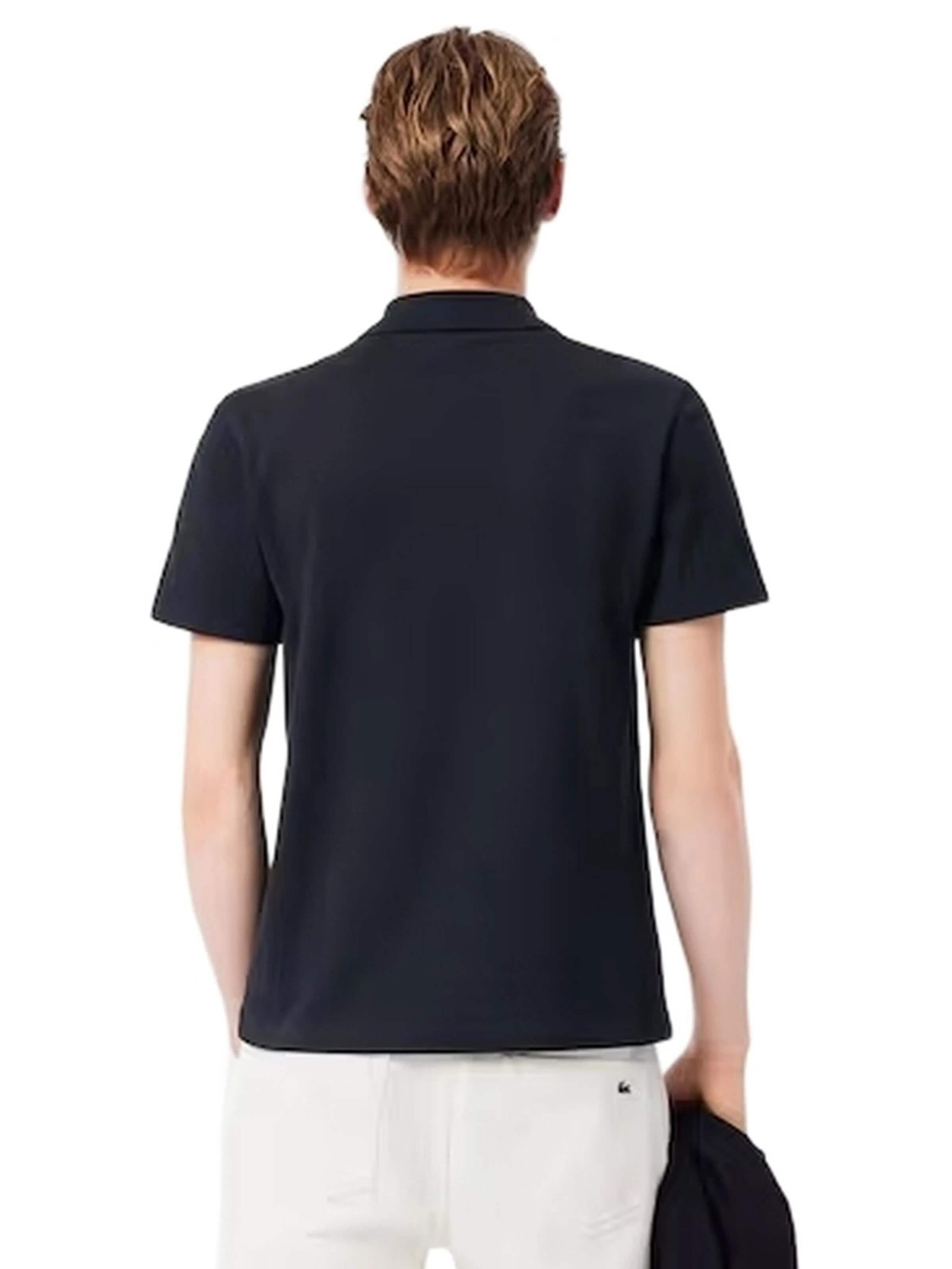 LACOSTE - Camisa 'Polo lacoste negro regular fit colour block shirt' em preto