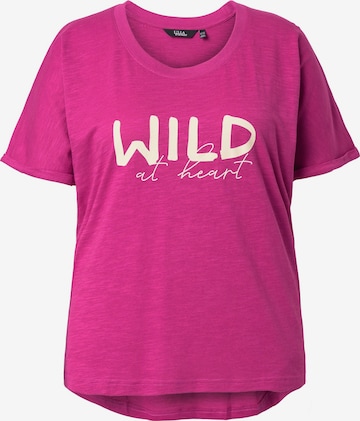 T-shirt Ulla Popken en rose : devant