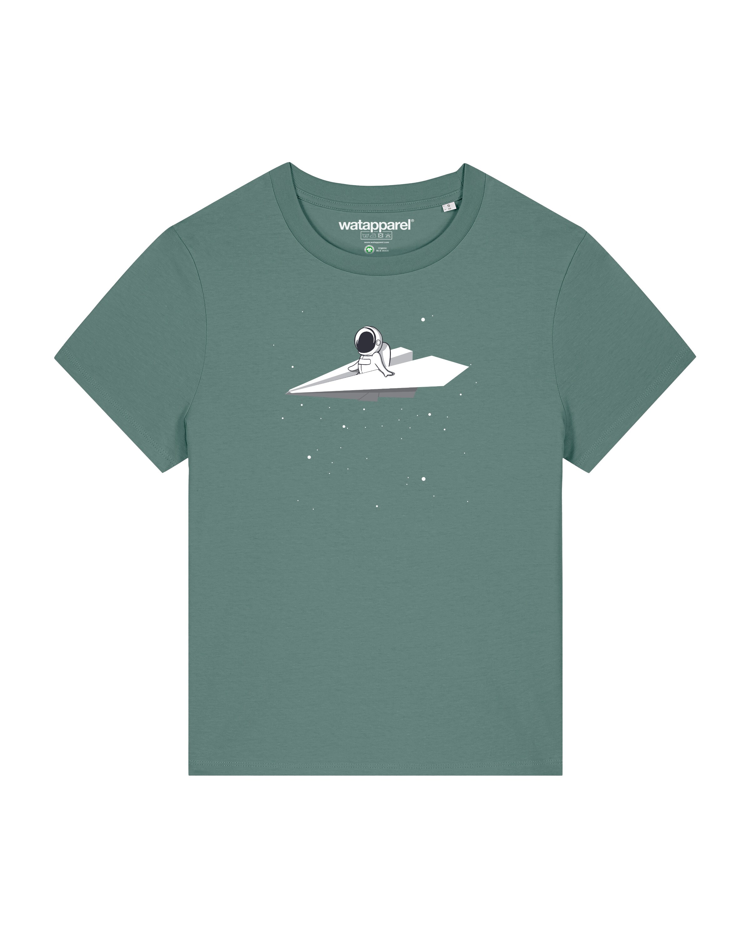 T-shirt ' Fly me to the moon ' Watapparel en bleu : devant