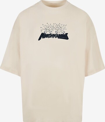 Merchcode T-Shirt 'Peanuts - Marshmallows' in Beige: predná strana
