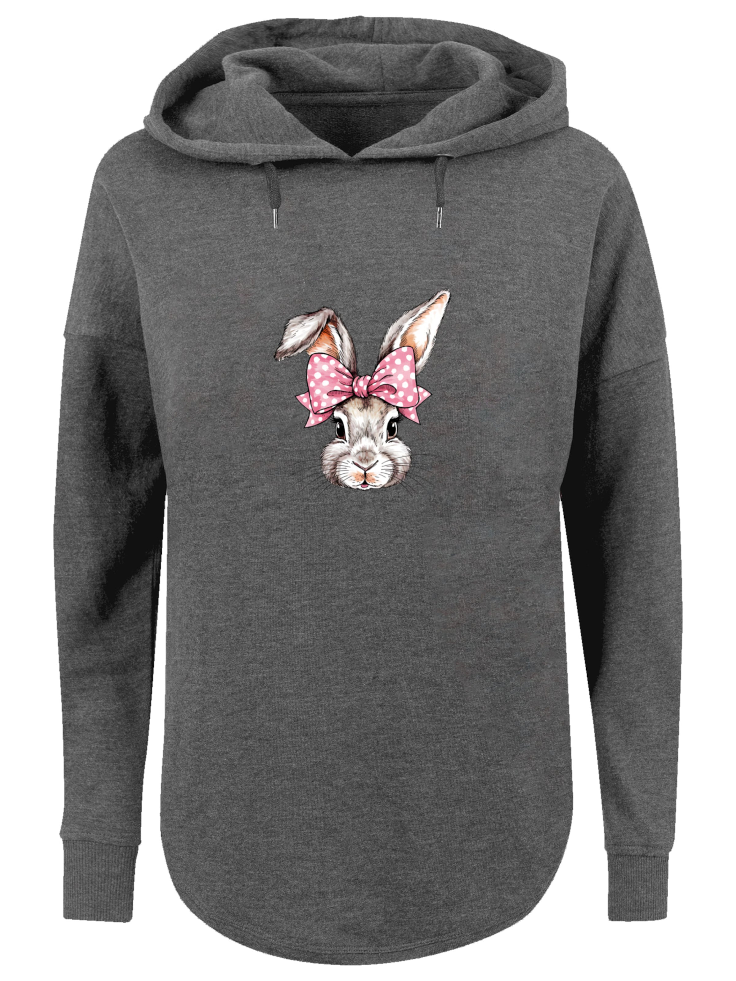 F4NT4STIC Sweatshirt 'Niedlicher Hase mit Schleife' in Grey: front