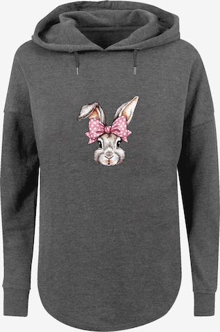 F4NT4STIC Sweatshirt 'Niedlicher Hase mit Schleife' in Grau: Vorderseite