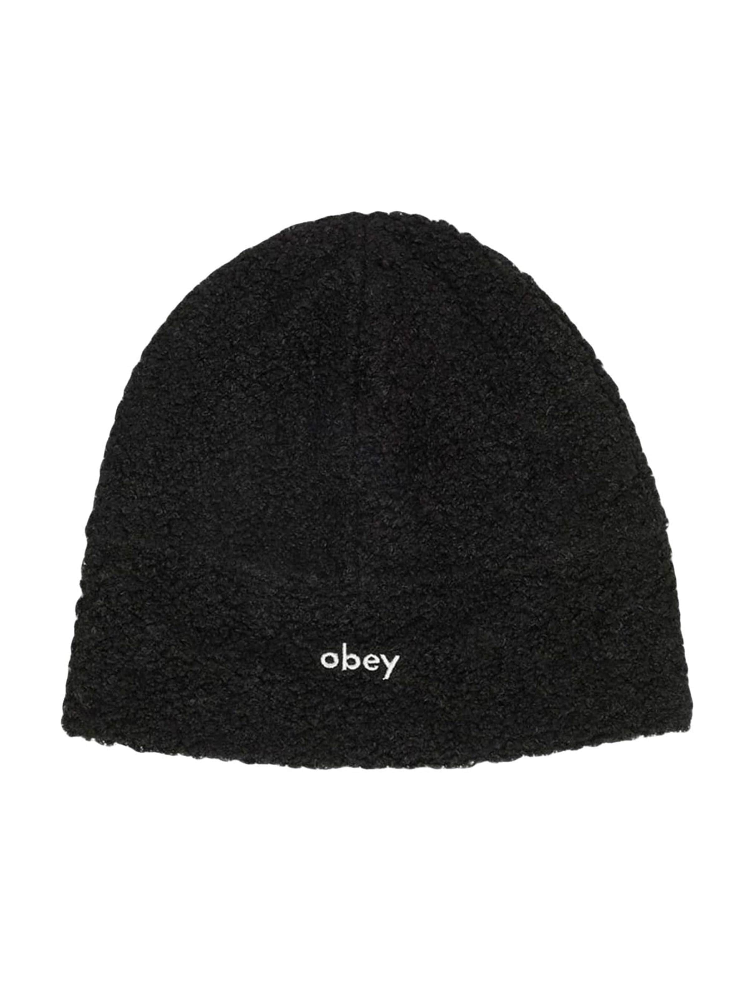 Obey Beanie 'Boucle' in Black: front