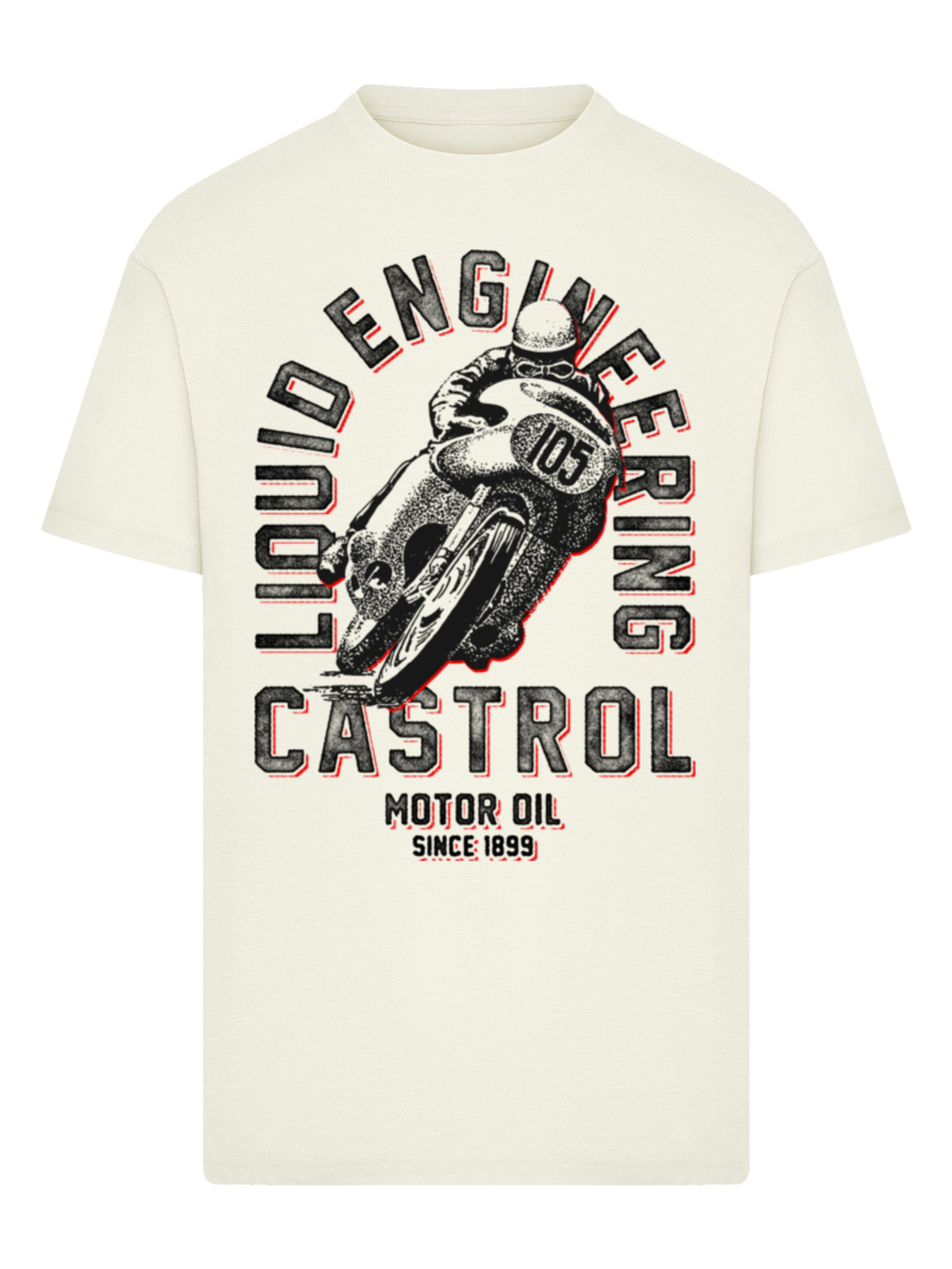 F4NT4STIC Shirt 'Castrol Retro Motorbike' in White: front