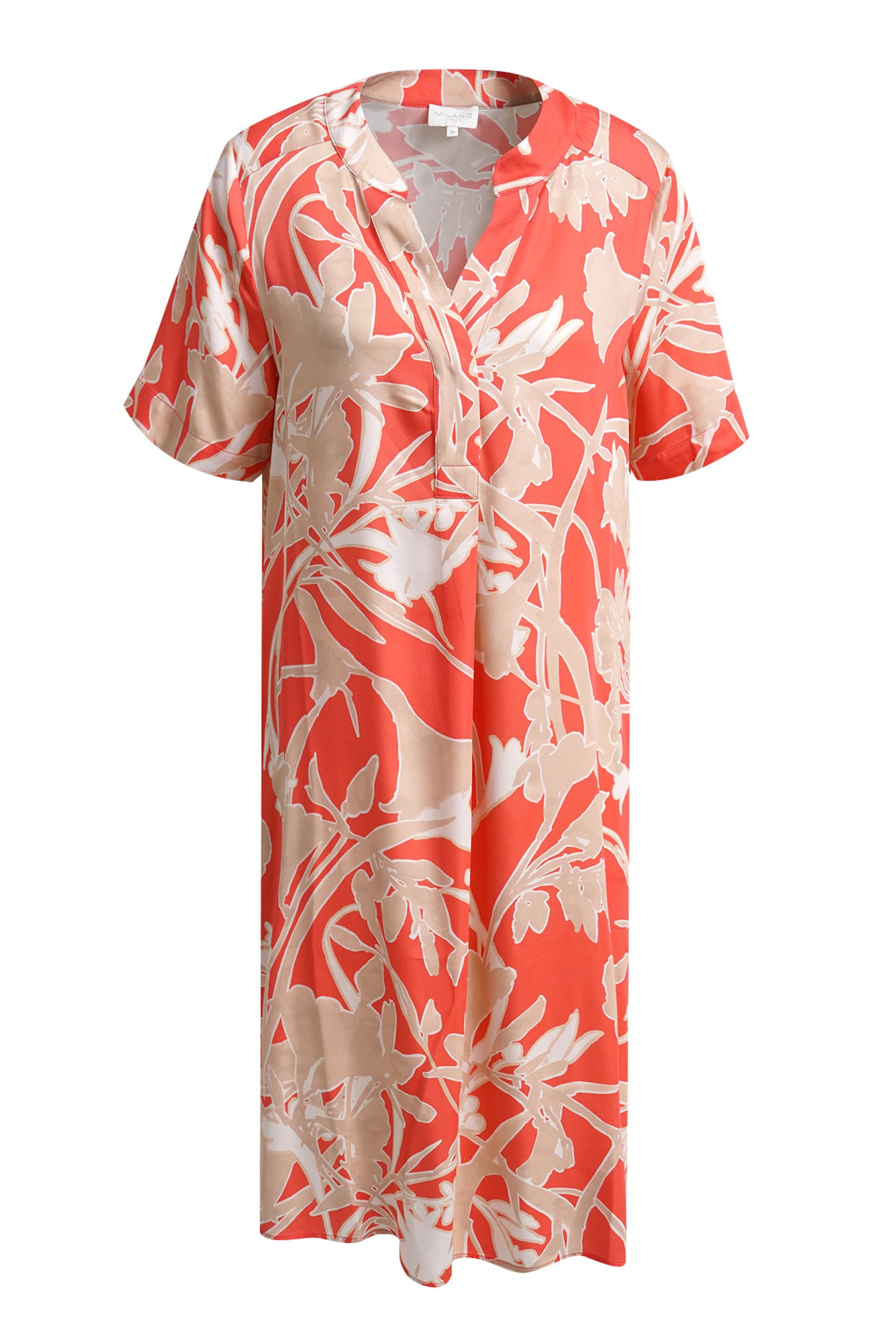 Milano Italy Gemustertes Sommerkleid Kurzarm in 36 in orange, Produktansicht