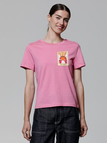 T-shirt 'Tarot The Coffee' Watapparel en rose : devant